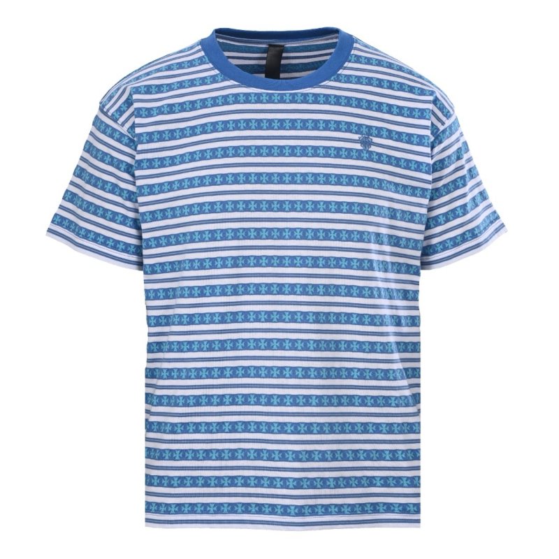 Blue & White Striped Short Sleeve T-Shirt view