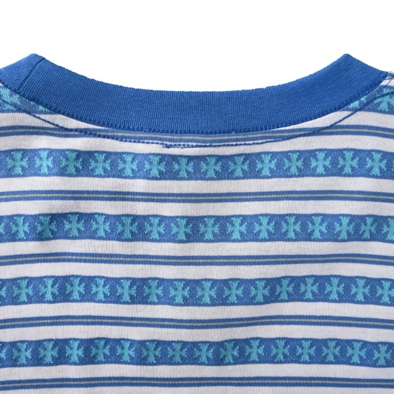 Blue & White Striped Short Sleeve T-Shirt view