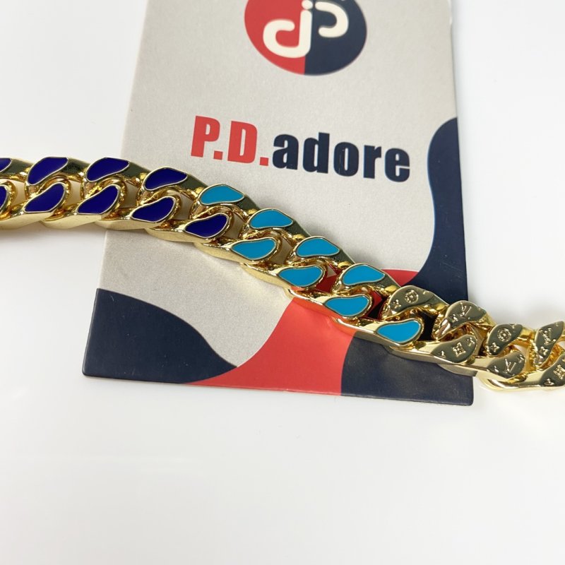 LV NBA Collaboration Gold Cuban Chain Necklace – Blue & Turquoise view