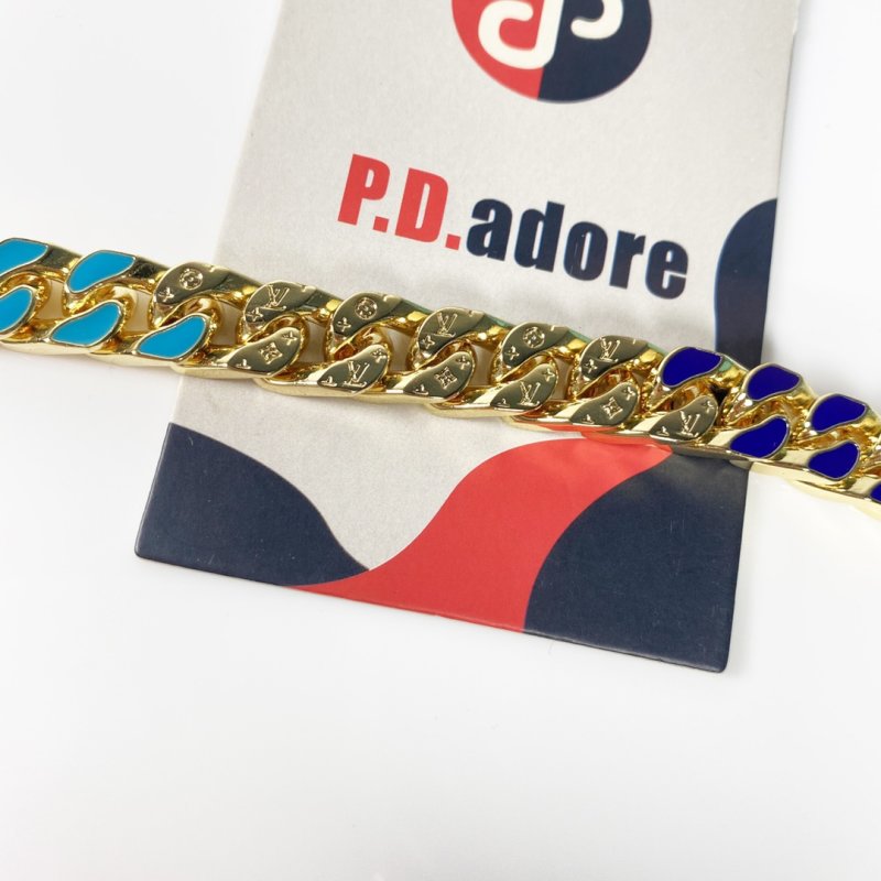 LV NBA Collaboration Gold Cuban Chain Necklace – Blue & Turquoise view