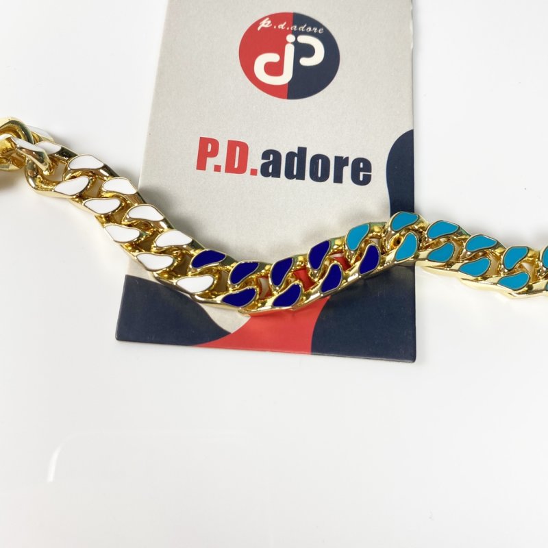 LV NBA Collaboration Gold Cuban Chain Necklace – Blue & Turquoise view