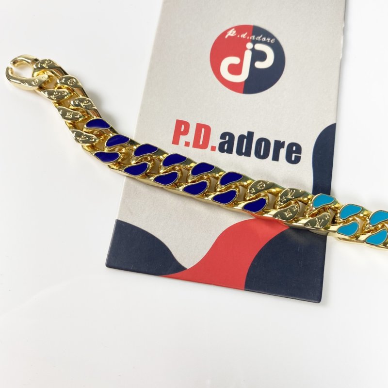 LV NBA Collaboration Gold Cuban Chain Necklace – Blue & Turquoise view