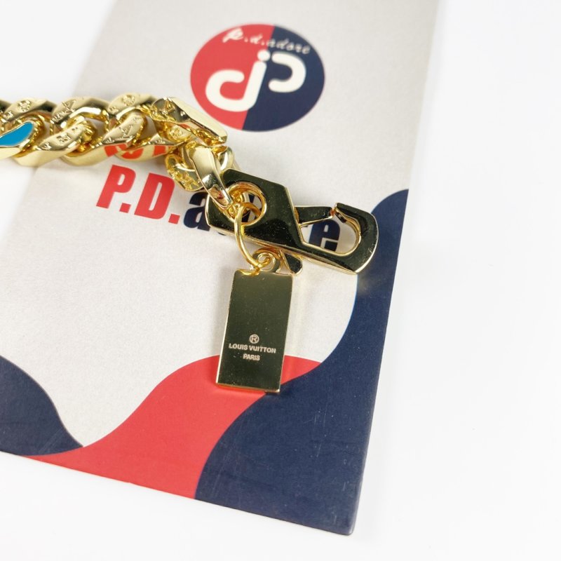 LV NBA Collaboration Gold Cuban Chain Necklace – Blue & Turquoise view