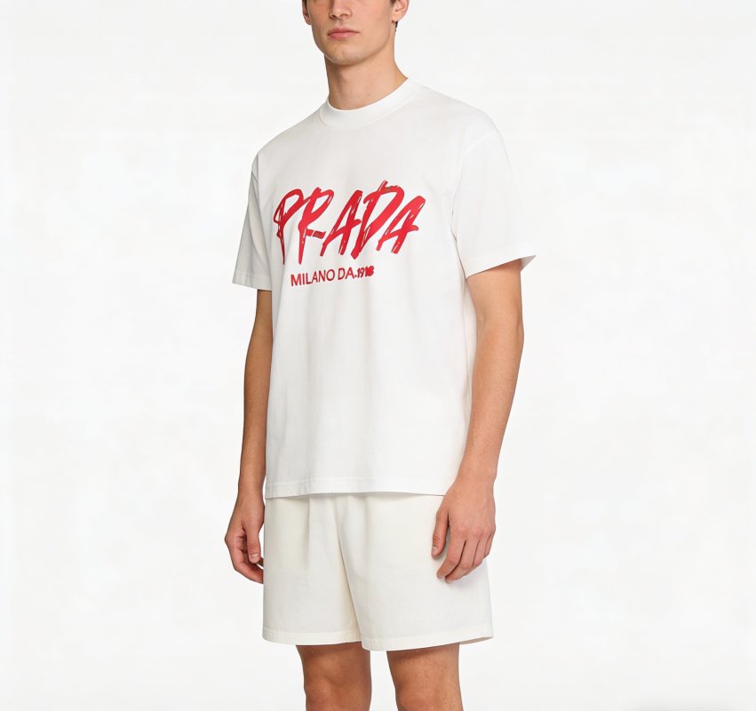 Prada Milano Graphic White T-Shirt