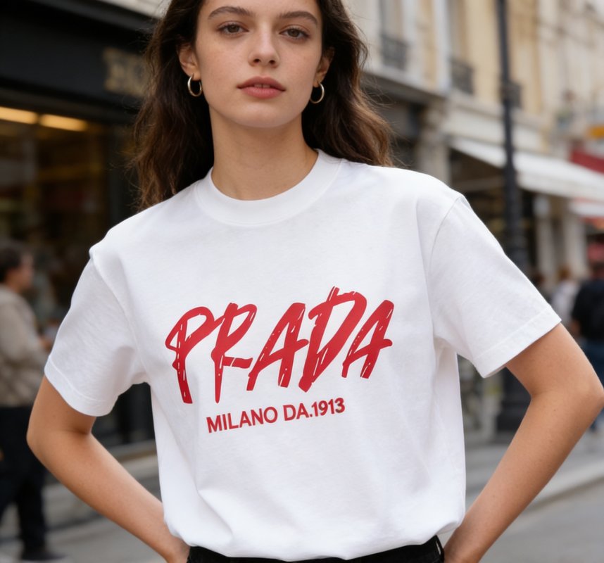 Prada Milano Graphic White T-Shirt view
