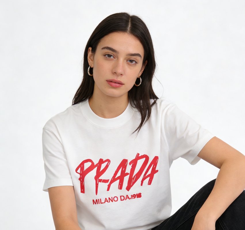 Prada Milano Graphic White T-Shirt view