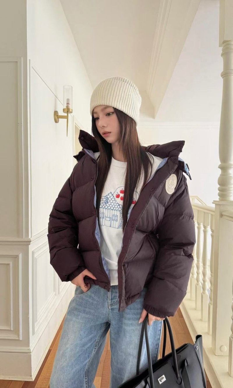 Burgundy Puffer Down Jacket – Quilted Winter Coat