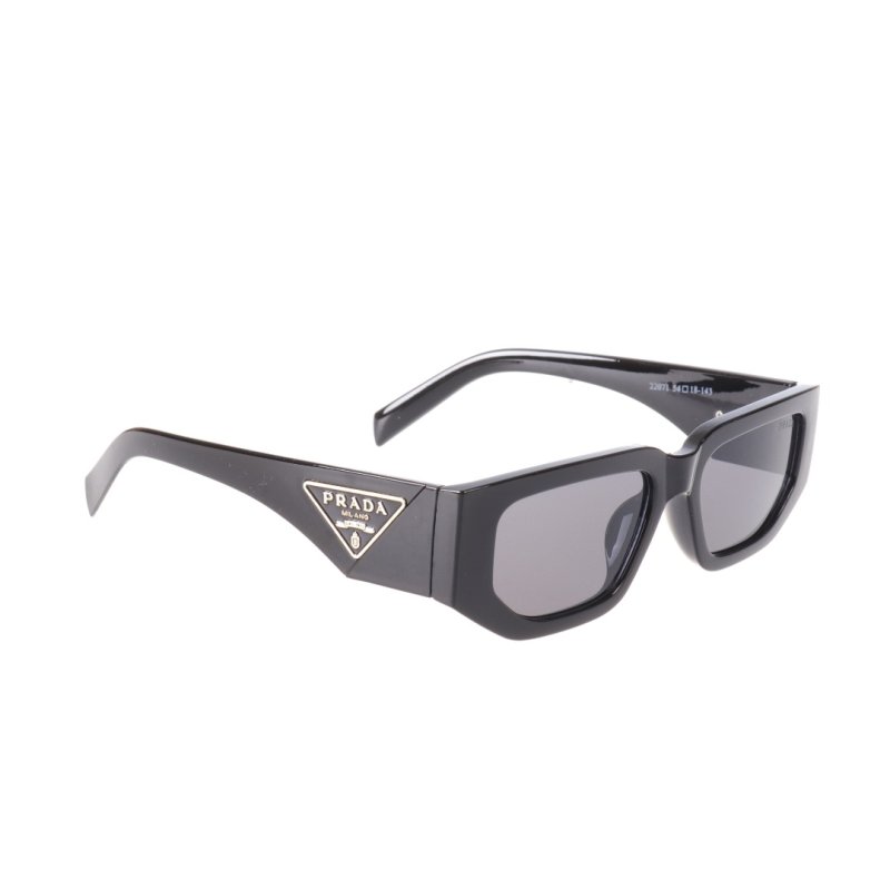 Prada Triangle Logo Acetate Rectangle Sunglasses Black