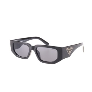 Prada Triangle Logo Acetate Rectangle Sunglasses Black view 3