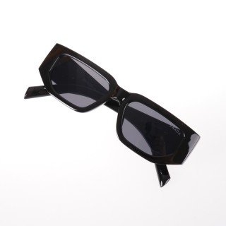 Prada Triangle Logo Acetate Rectangle Sunglasses Black view 4