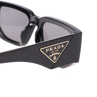 Prada Triangle Logo Acetate Rectangle Sunglasses Black view 6