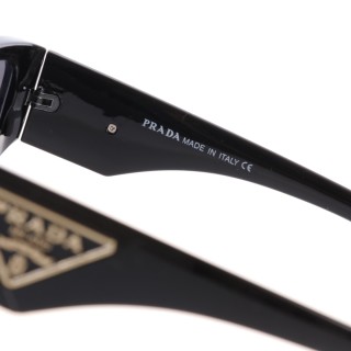 Prada Triangle Logo Acetate Rectangle Sunglasses Black view 8