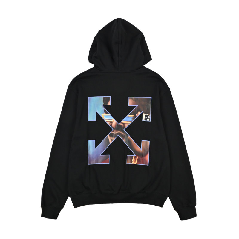 Essentials Black Graphic Hoodie with Oversized Arrow Design view