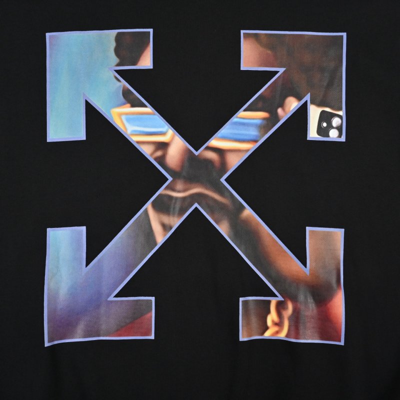 Essentials Black Graphic Hoodie with Oversized Arrow Design view