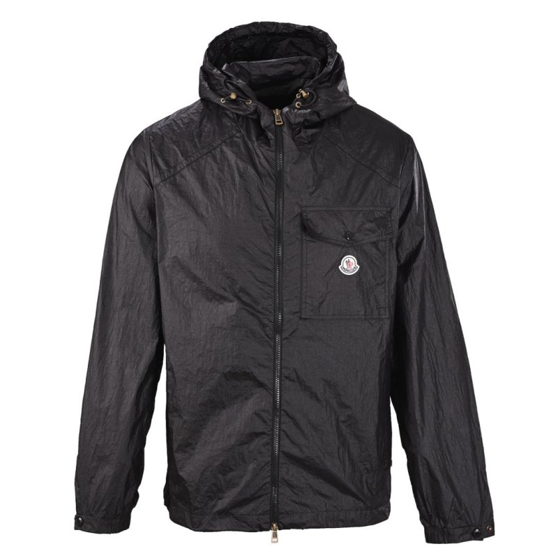 Moncler Black Lightweight Hooded Nylon Jacket