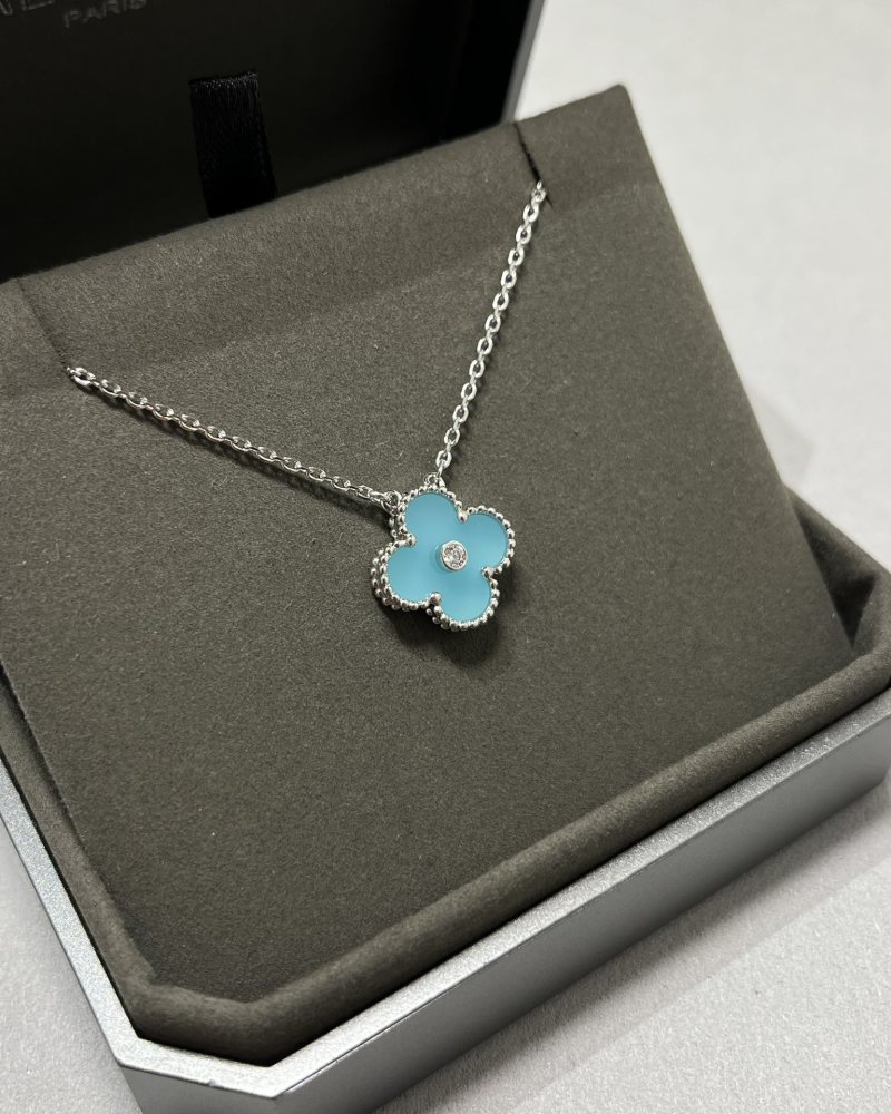 Van Cleef & Arpels Clover Ceramic Light Blue Necklace view