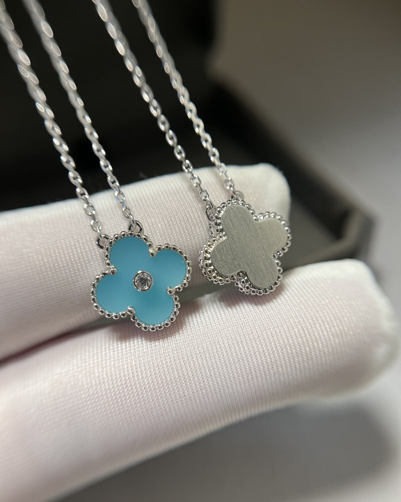 Van Cleef & Arpels Clover Ceramic Light Blue Necklace view