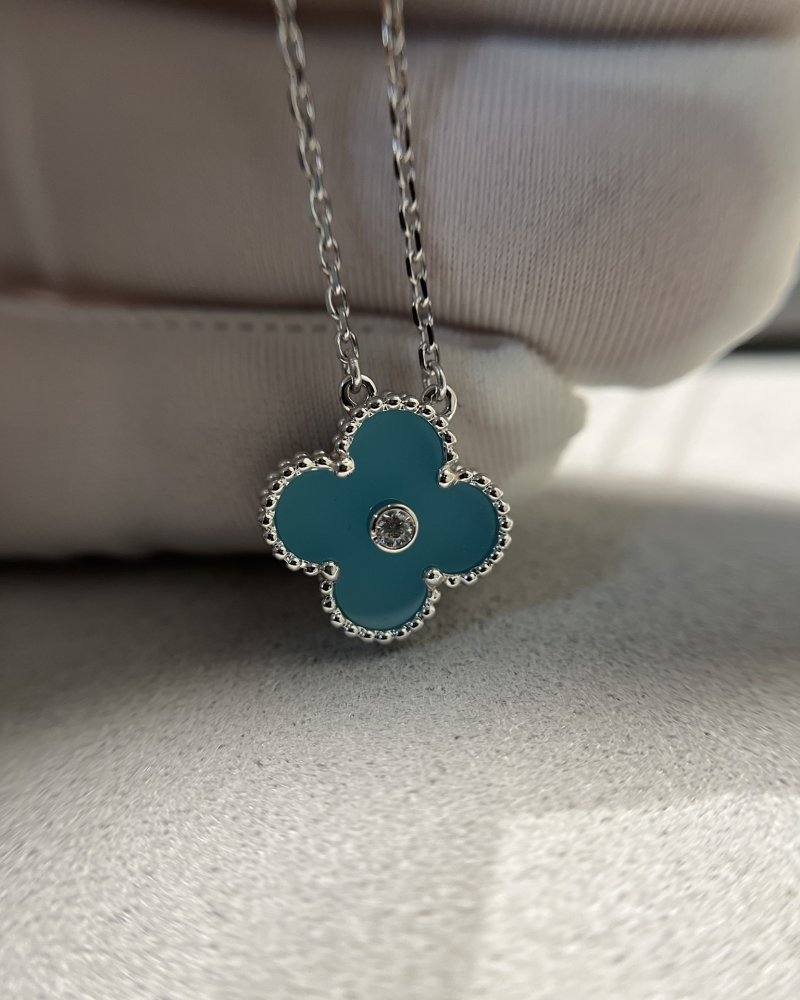 Van Cleef & Arpels Clover Ceramic Light Blue Necklace view