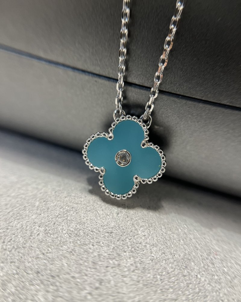 Van Cleef & Arpels Clover Ceramic Light Blue Necklace view