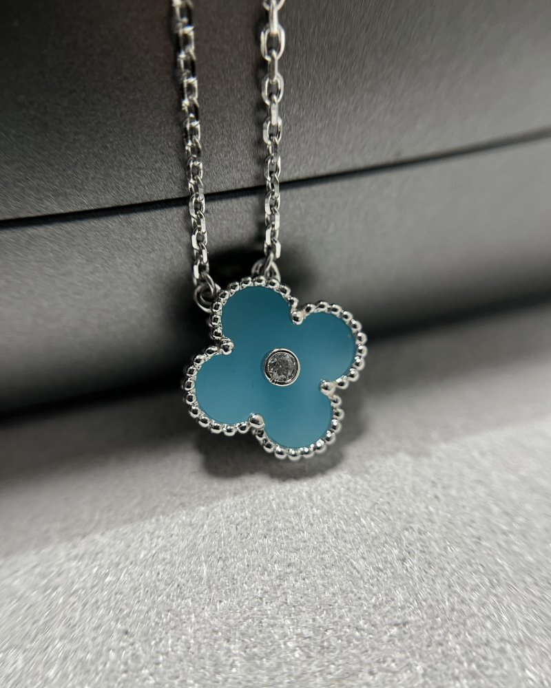 Van Cleef & Arpels Clover Ceramic Light Blue Necklace view