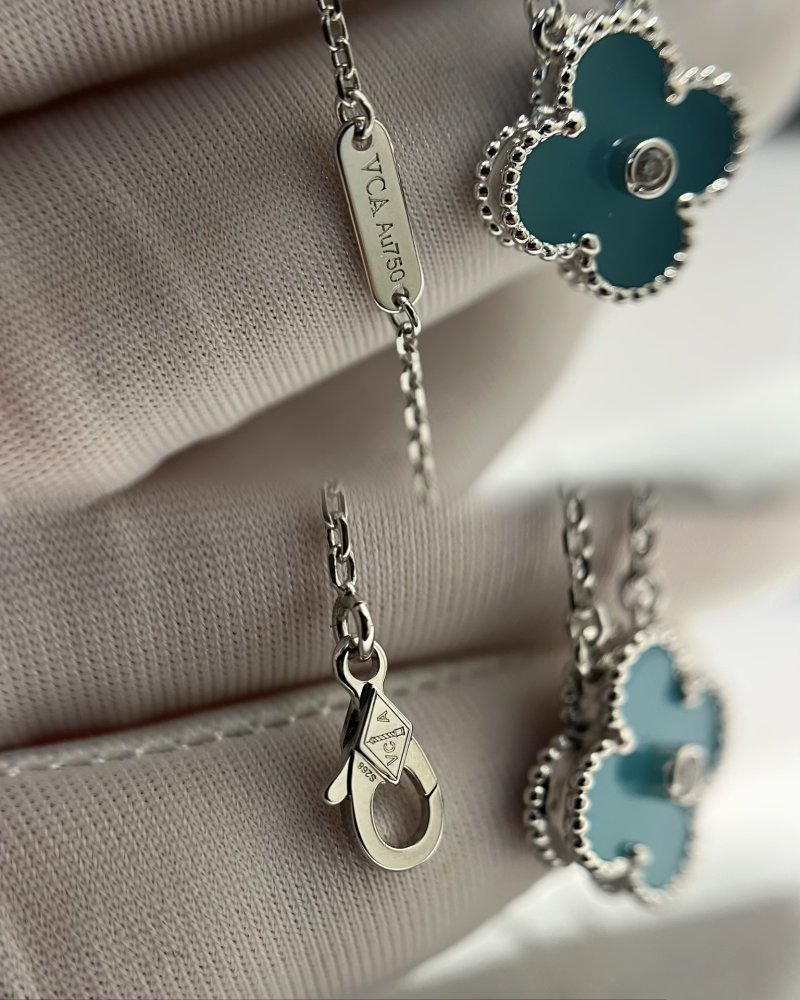 Van Cleef & Arpels Clover Ceramic Light Blue Necklace view