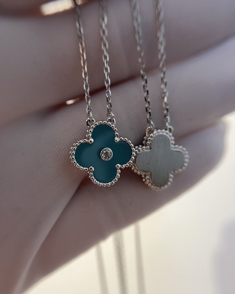 Van Cleef & Arpels Clover Ceramic Light Blue Necklace view