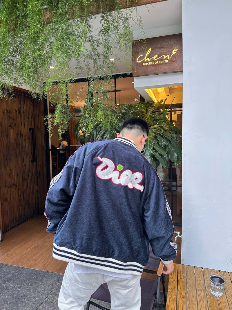 Essentials Navy Zip Bomber Jacket with Striped Trim view