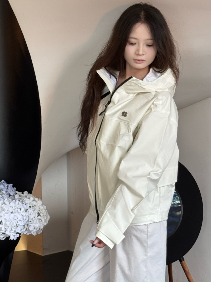 White Windbreaker Shell Jacket view