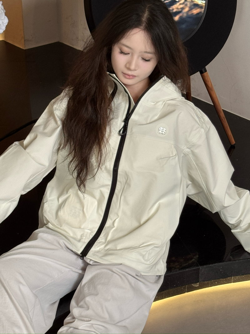 White Windbreaker Shell Jacket view