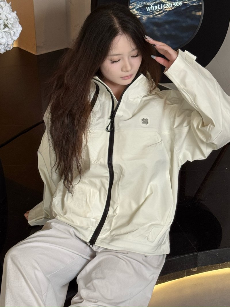 White Windbreaker Shell Jacket view
