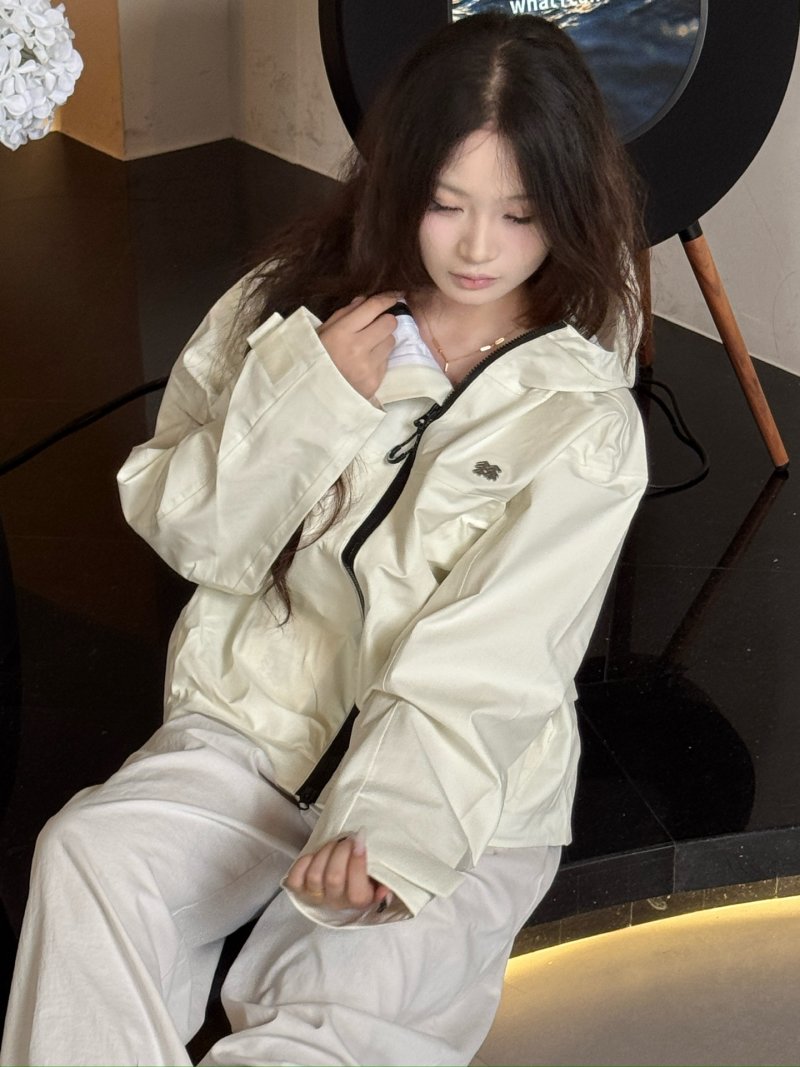 White Windbreaker Shell Jacket view