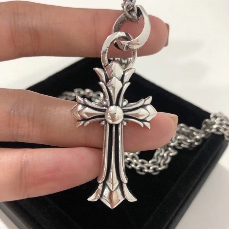 Chrome Hearts 925 Silver Double Cross Pendant Necklace view