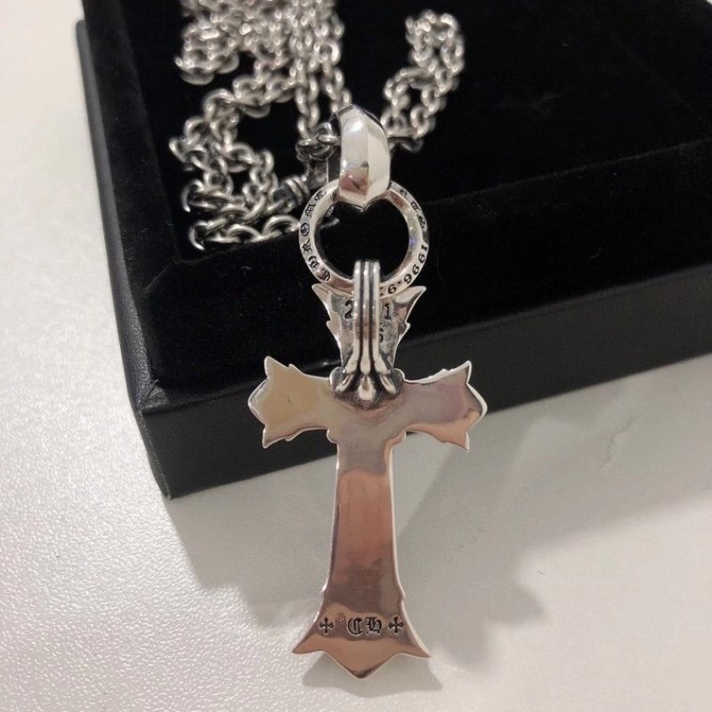 Chrome Hearts 925 Silver Double Cross Pendant Necklace view