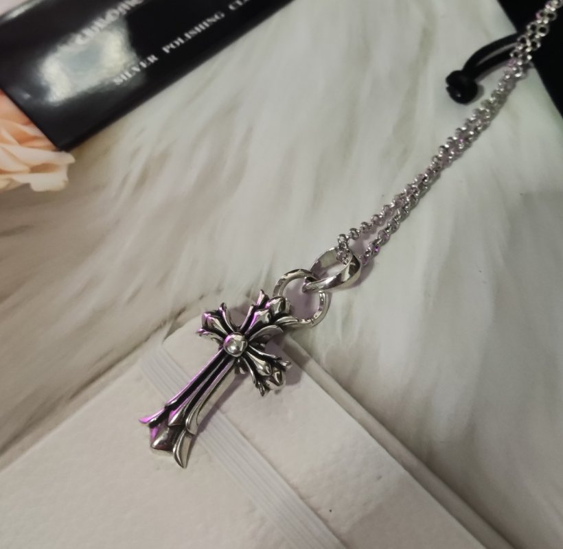 Chrome Hearts 925 Silver Double Cross Pendant Necklace view