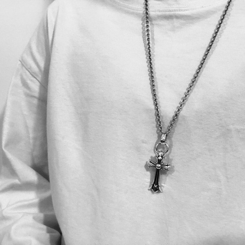 Chrome Hearts 925 Silver Double Cross Pendant Necklace view