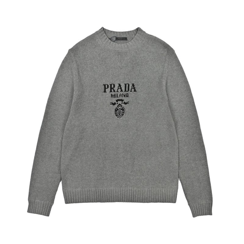 Grey Crewneck Sweater with Embroidered Logo view
