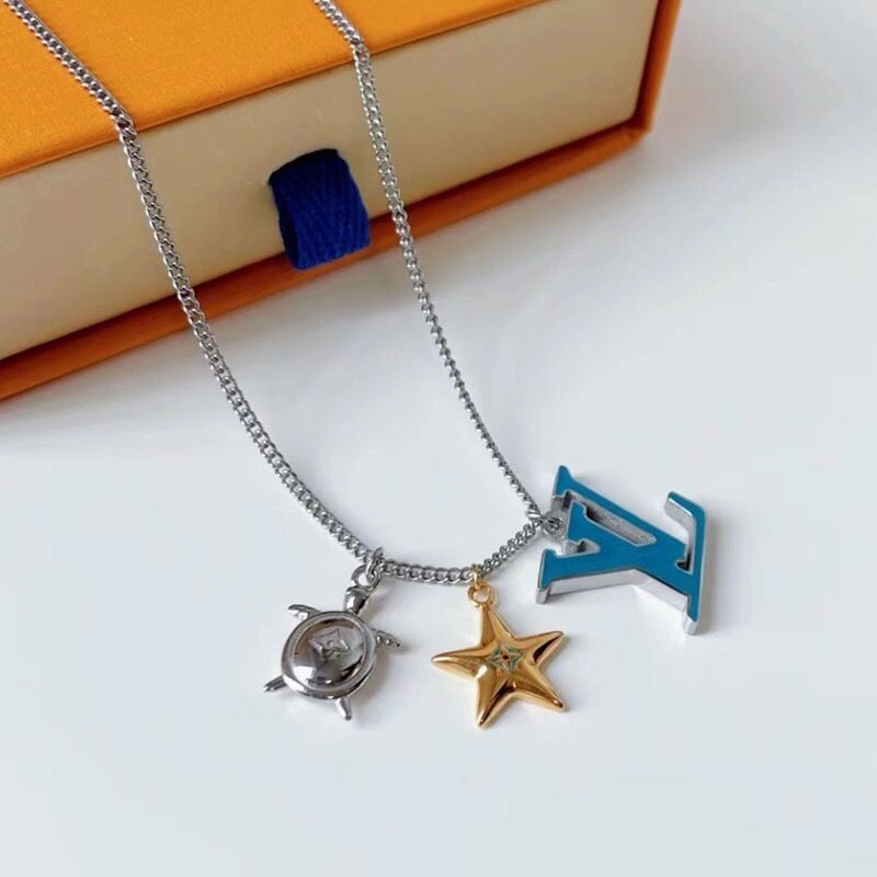 Louis Vuitton Multi-Charm Turtle Star Pendant Necklace Silver Gold view