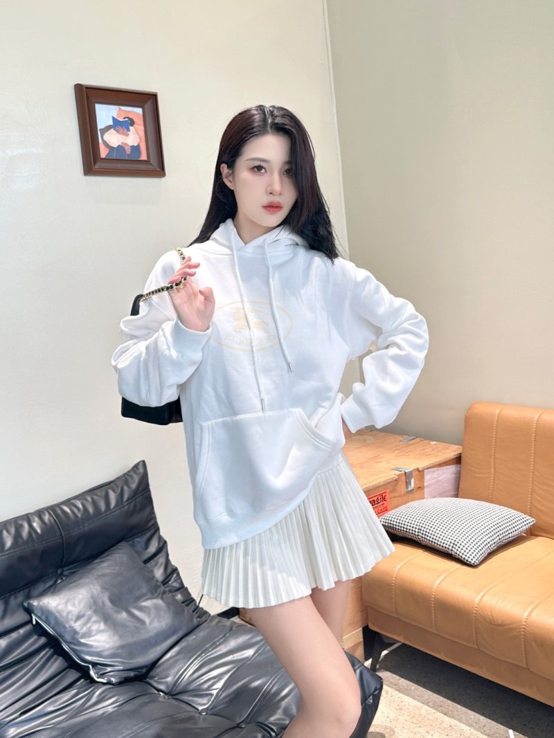 White Oversized Hoodie with Pleated Skirt Detail
