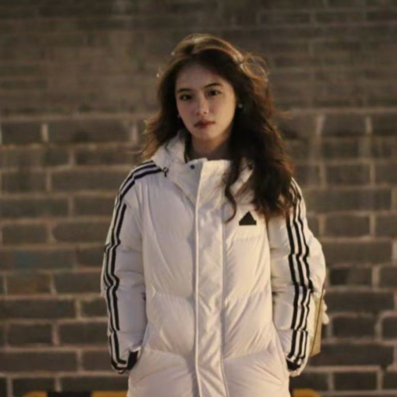 Adidas Three Stripe White Puffer Down Jacket