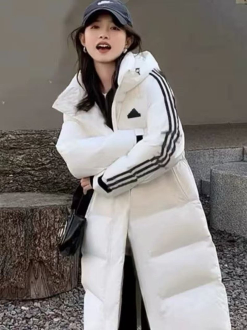 Adidas Three Stripe White Puffer Down Jacket view
