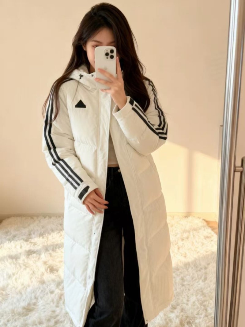 Adidas Three Stripe White Puffer Down Jacket view