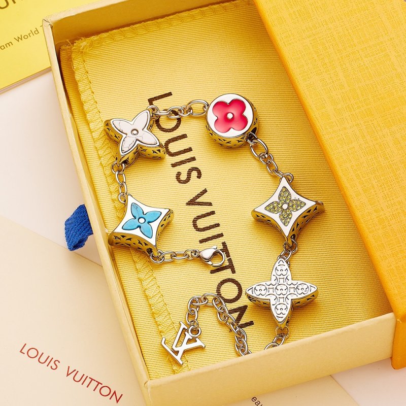 Louis Vuitton Flower Charm Silver Bracelet with Crystal Accents view