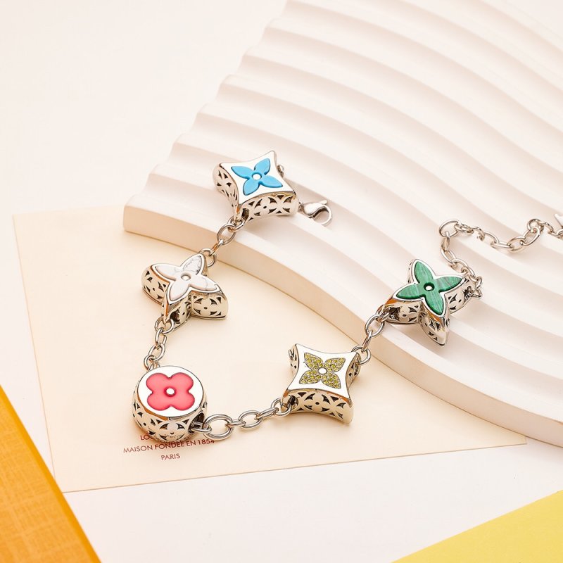 Louis Vuitton Flower Charm Silver Bracelet with Crystal Accents view