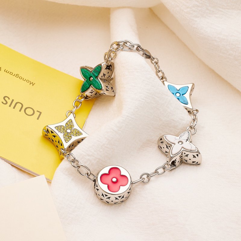 Louis Vuitton Flower Charm Silver Bracelet with Crystal Accents view