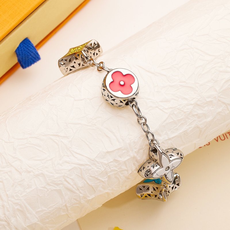 Louis Vuitton Flower Charm Silver Bracelet with Crystal Accents view