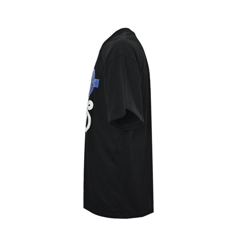 Black Graphic Print Short Sleeve T-Shirt with Blue Logo view