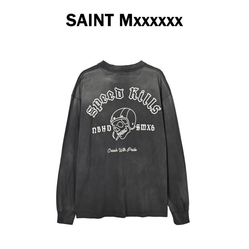 Charcoal Grey Graphic Long Sleeve Tee with Abstract Logo Print view