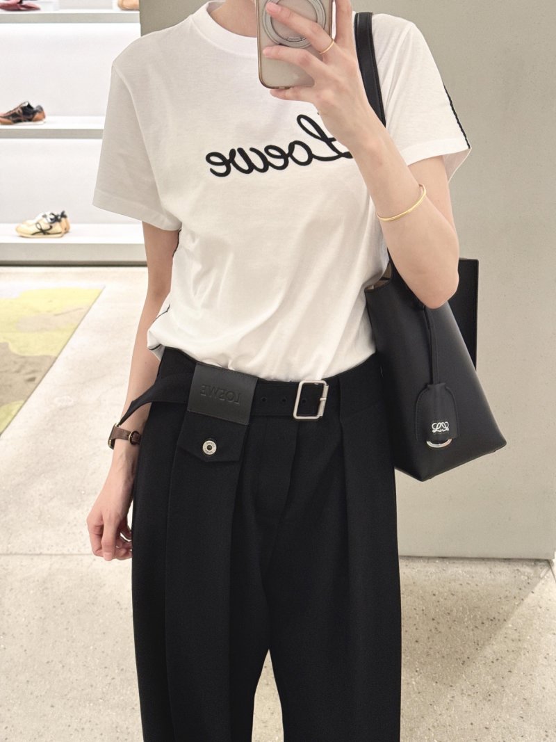 Black Wide-Leg Trousers with Belt view