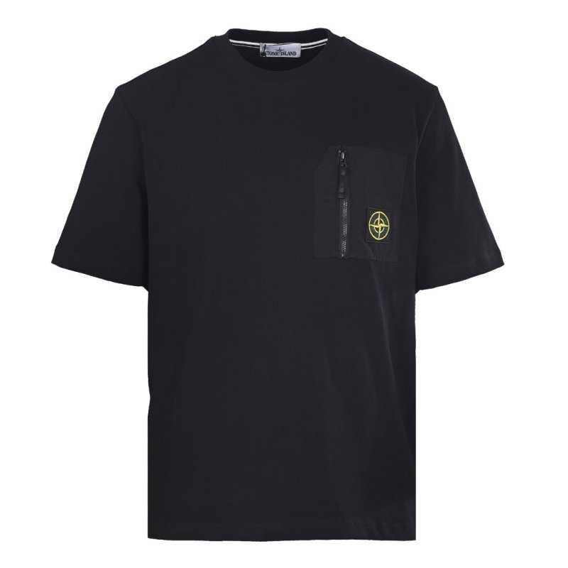 Stone Island Black Pocket T-Shirt with Nylon Chest Detail view