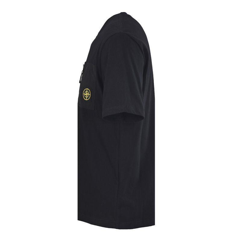 Stone Island Black Pocket T-Shirt with Nylon Chest Detail view